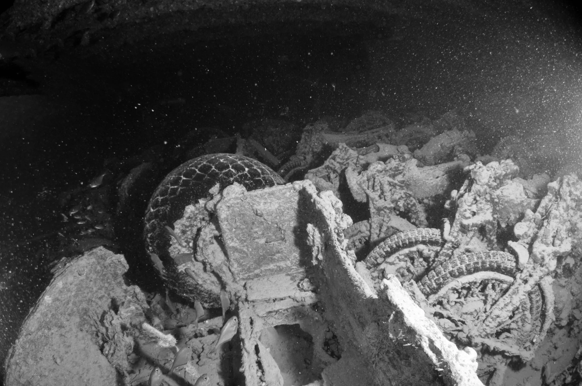 Thistlegorm motorbikes in the hold